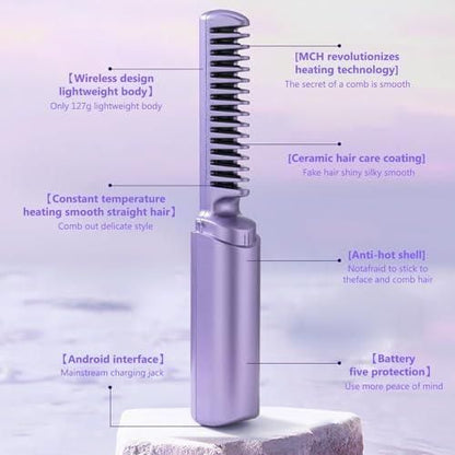 🌟 Rechargeable Hot Comb Hair Straightener💇‍♀️🔥